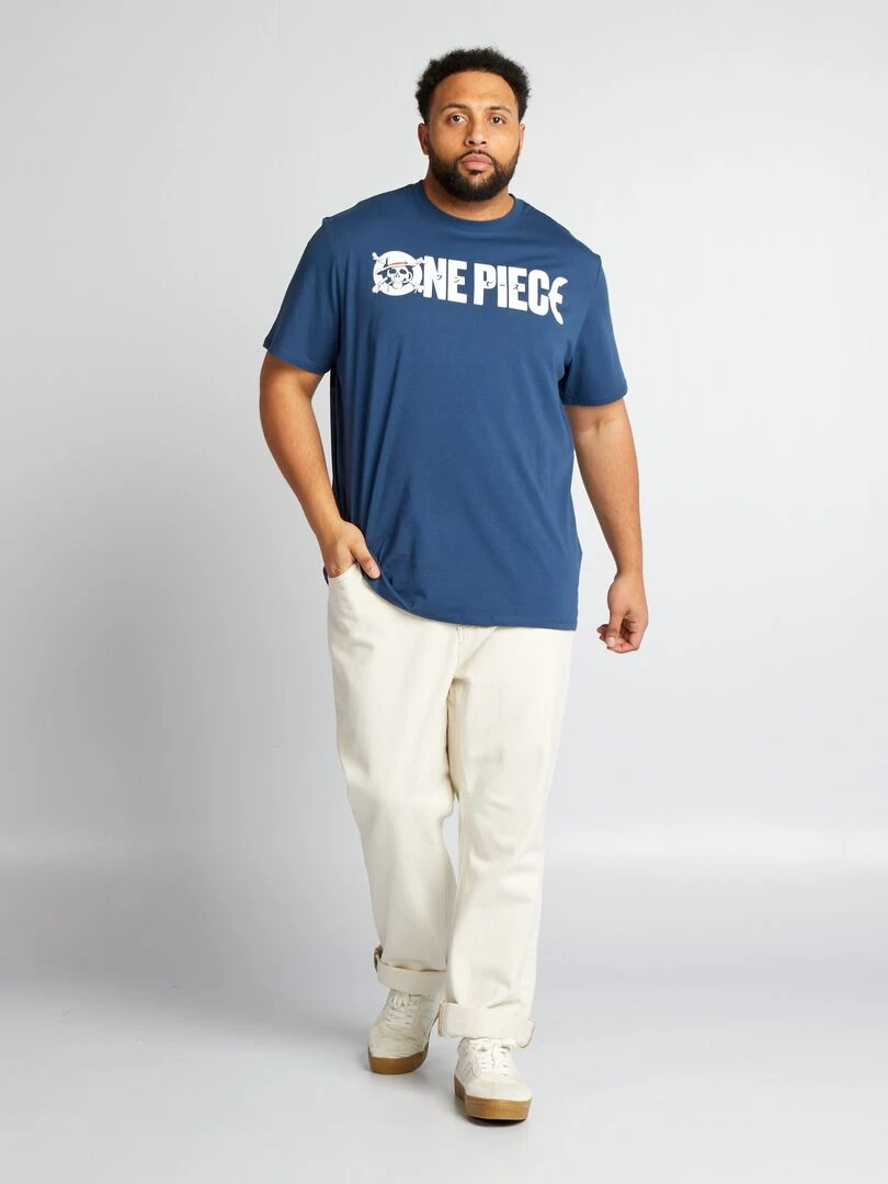 T shirt 'One Piece' à col rond   Bleu
