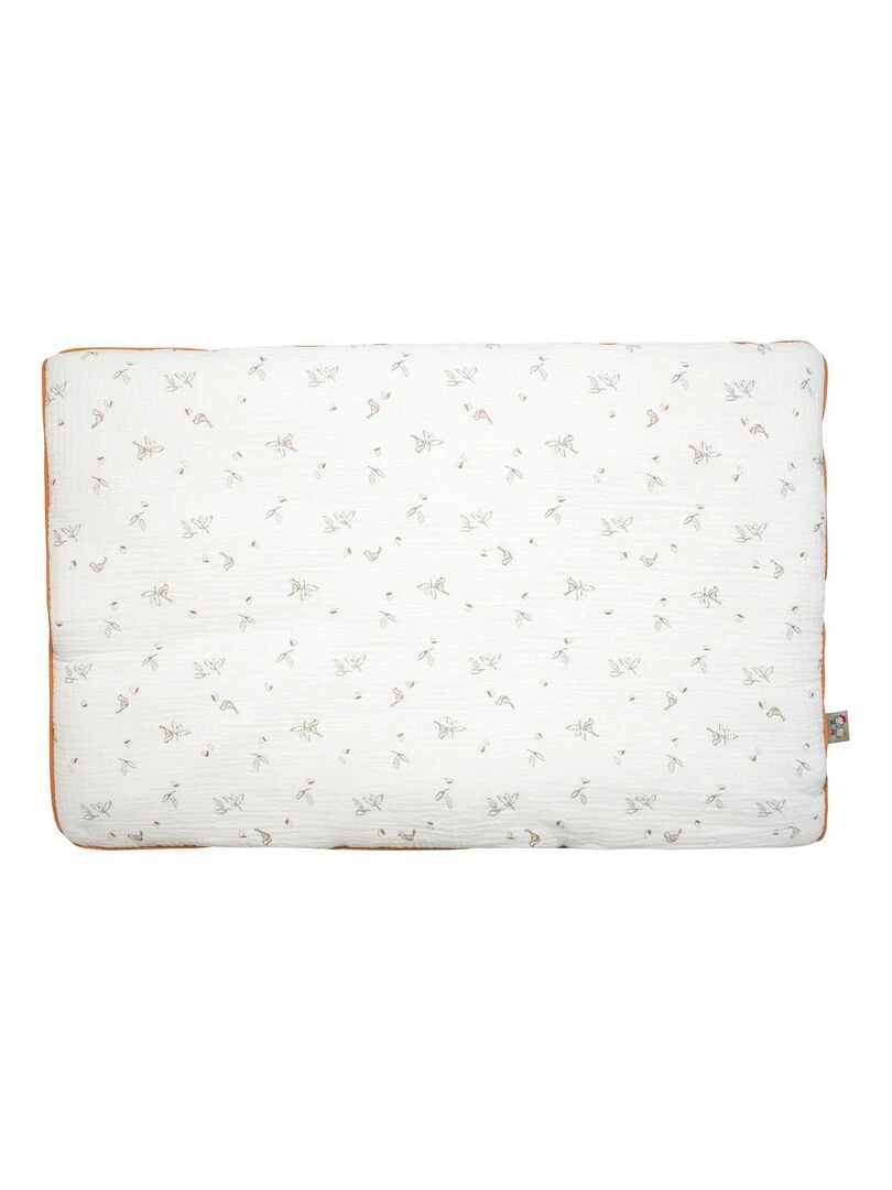 Oreiller plat réversible en gaze de coton Melody Blanc