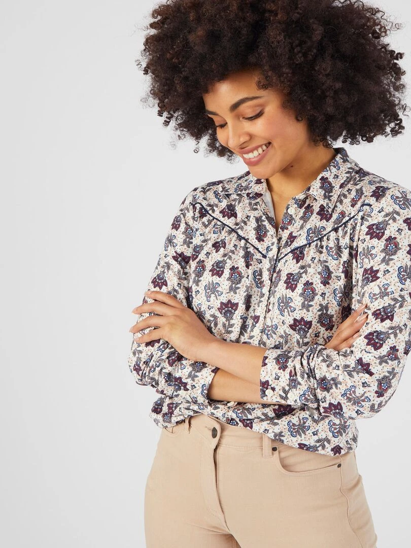 Chemisier maille chaude fibres recyclées Damart Blanc Ecru