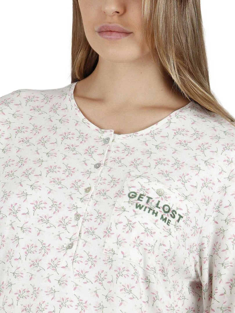 Chemise de nuit manches longues Get Lost   Ecru