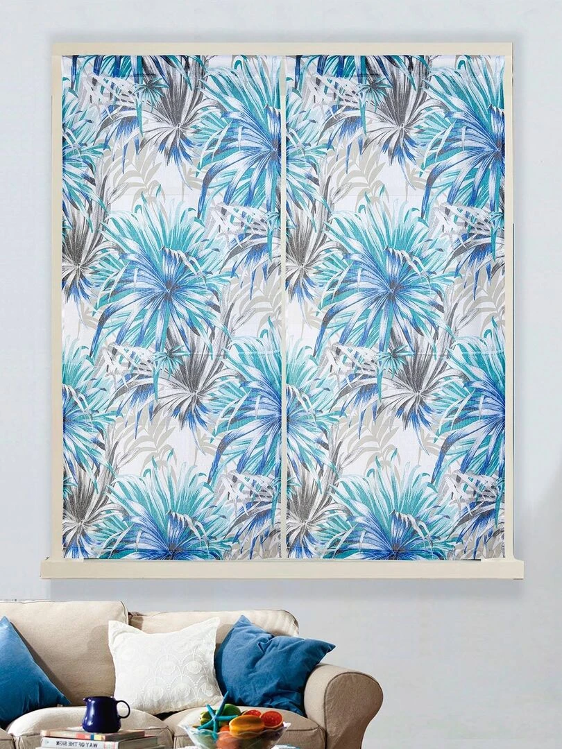 Paire de vitrages droits au style tropical Blanc