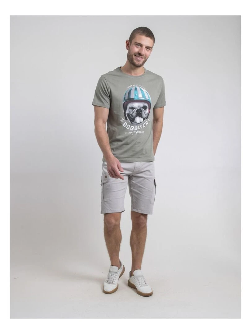 T shirt col rond pur coton NAMATOU   Kaki