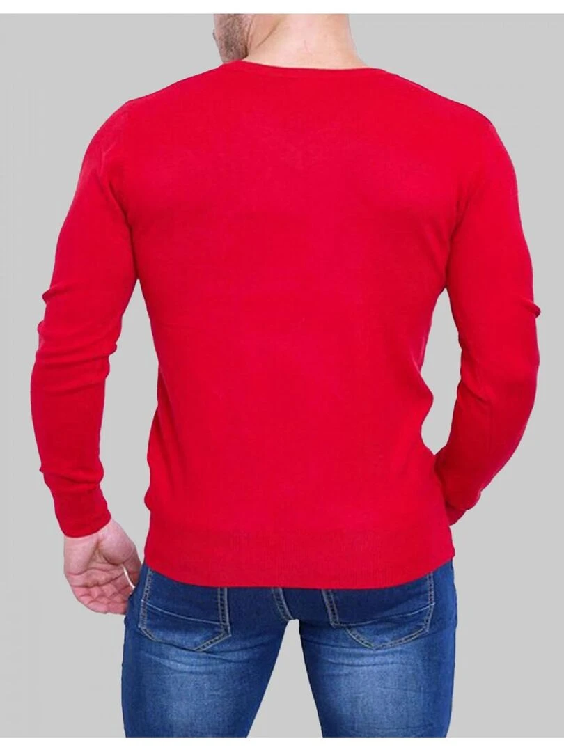 Pull manches longues col V Kebello   Rouge