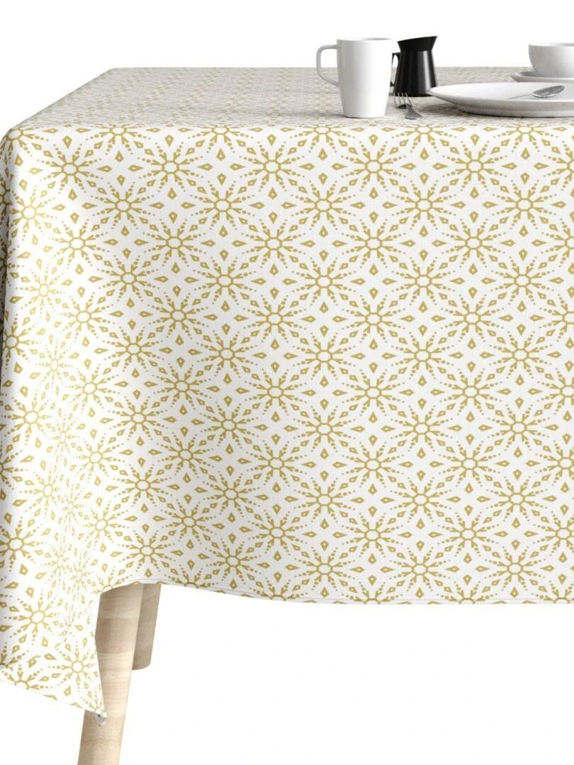 Nappe Polyester à motifs Flocon   Beige