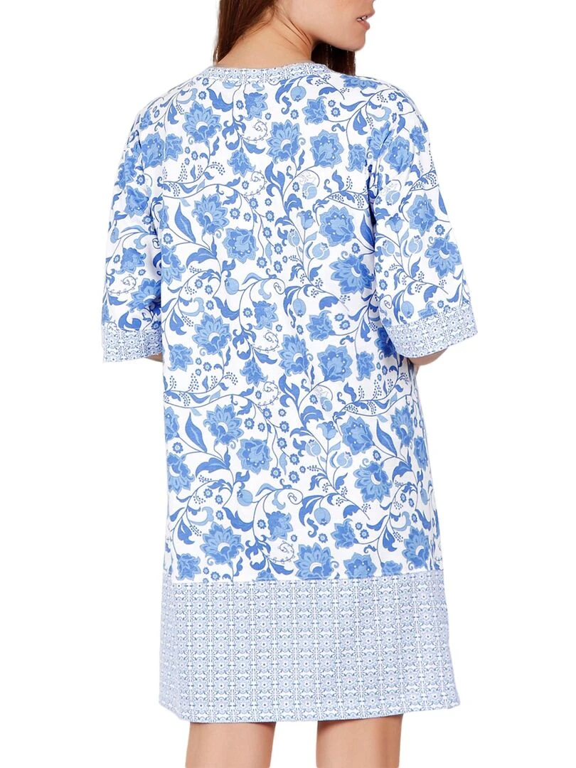 Robe estivale manches courtes Etienne bleu Bleu