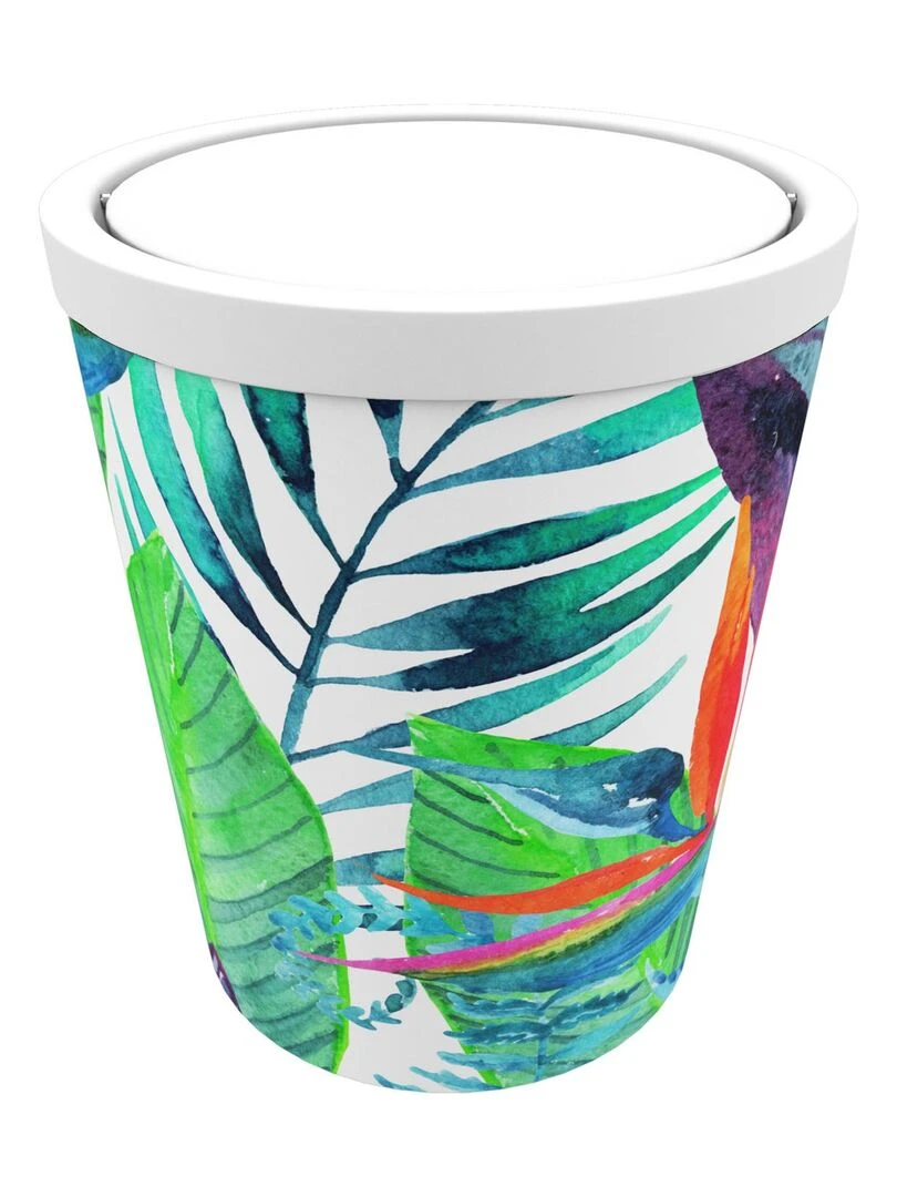 Poubelle jungle avec couvercle pivotant   Blanc