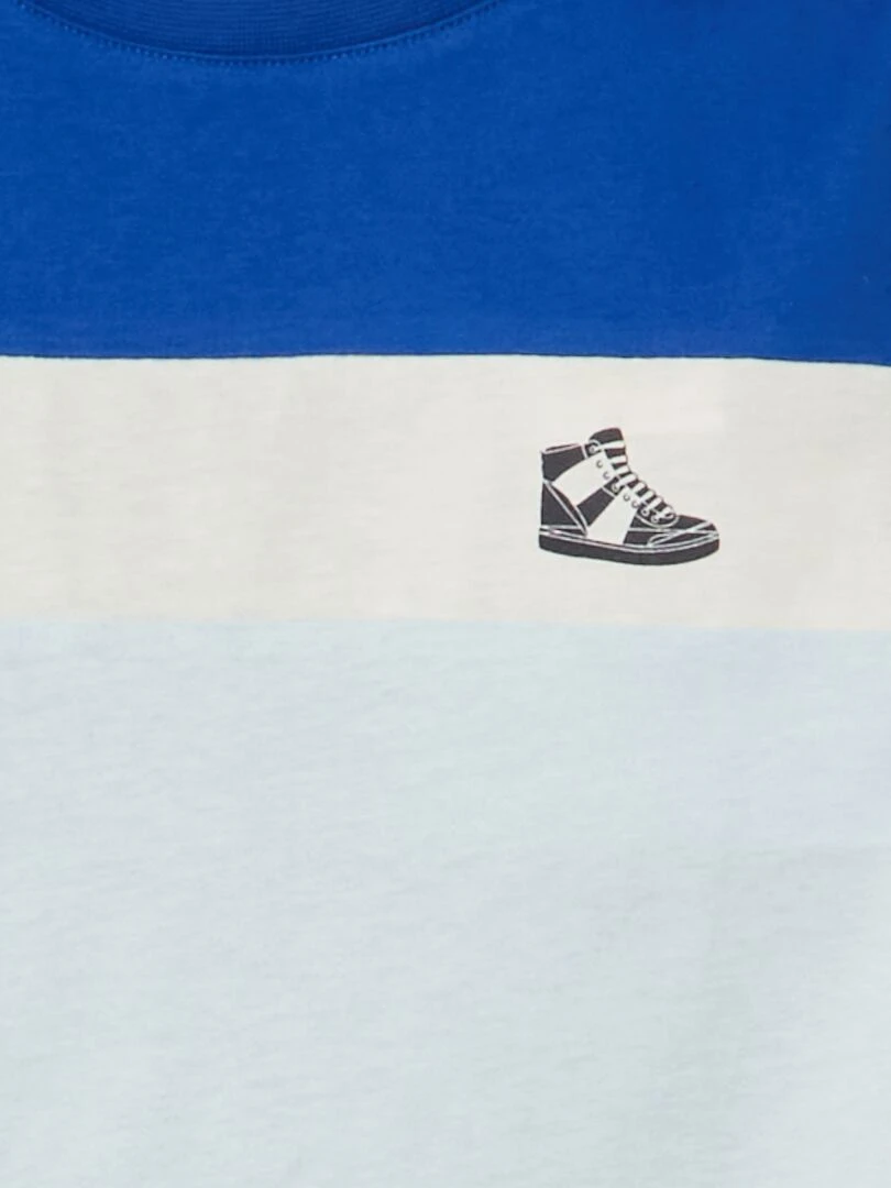 Tee shirt color block à manches longues Bleu