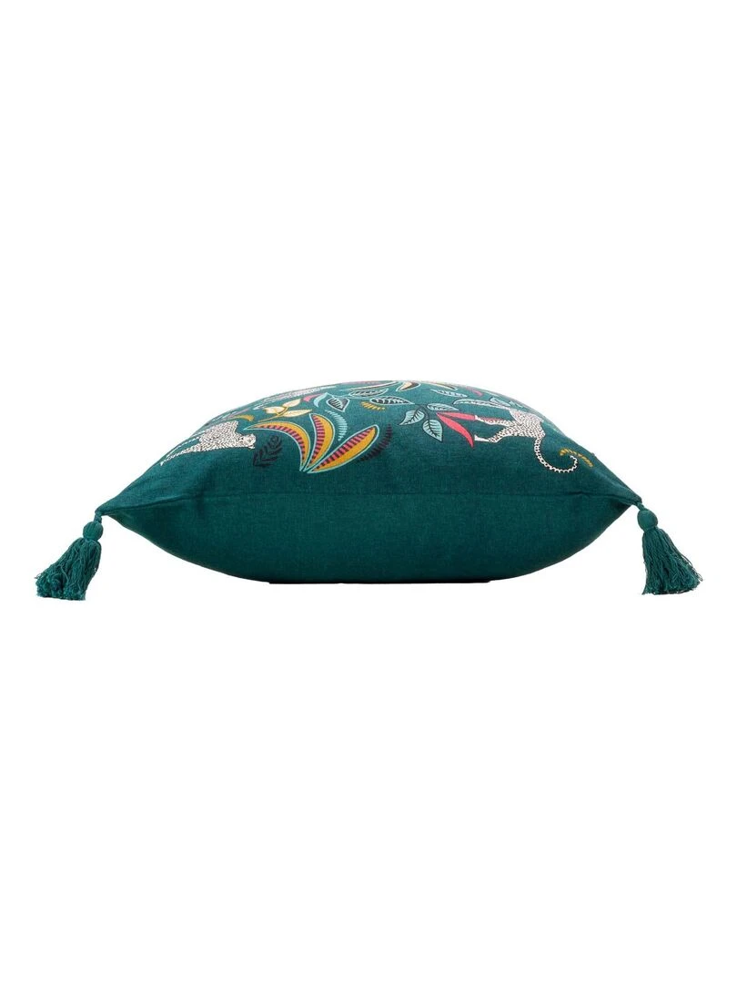 Housse de coussin bleu en coton   Bleu