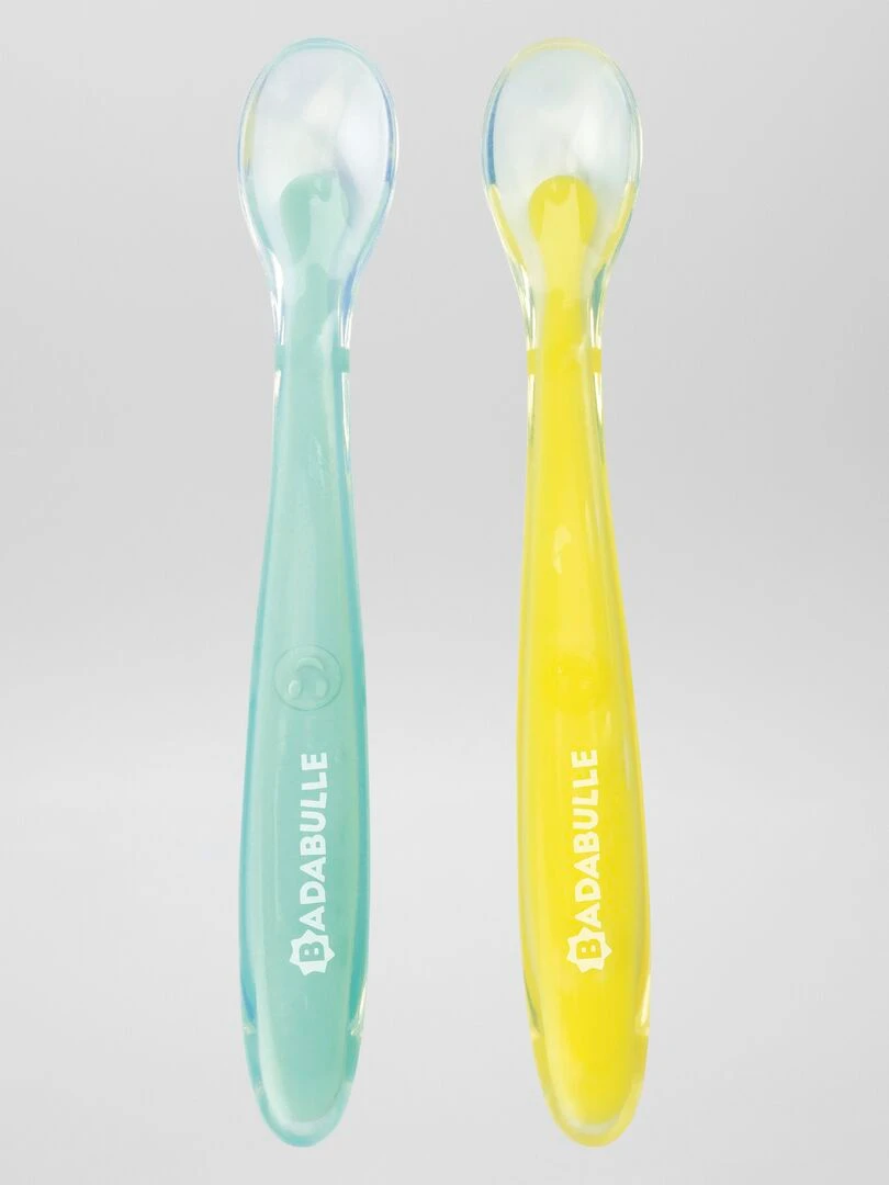 Lot de 2 cuillères en silicone 'Badabulle' bleu/jaune