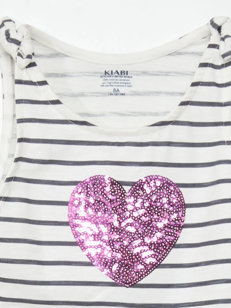 T shirt à motif 'licornes' Blanc rayé