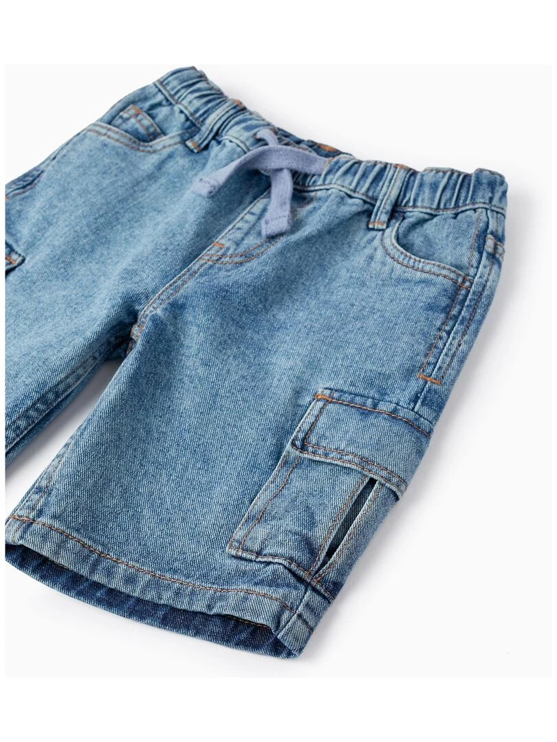 Shorts en jean en coton avec poches cargo pour garçon  SICILIAN DAYS   Bleu clair