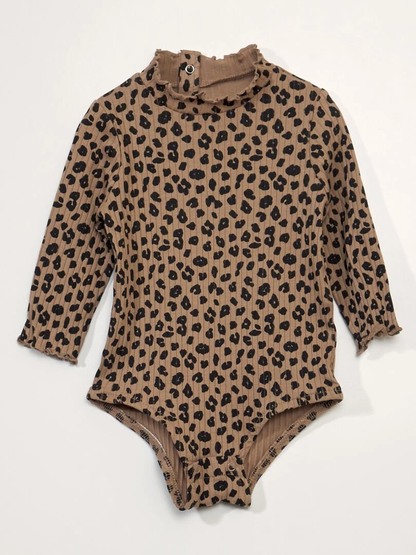 Body léopard à col montant Beige léopard