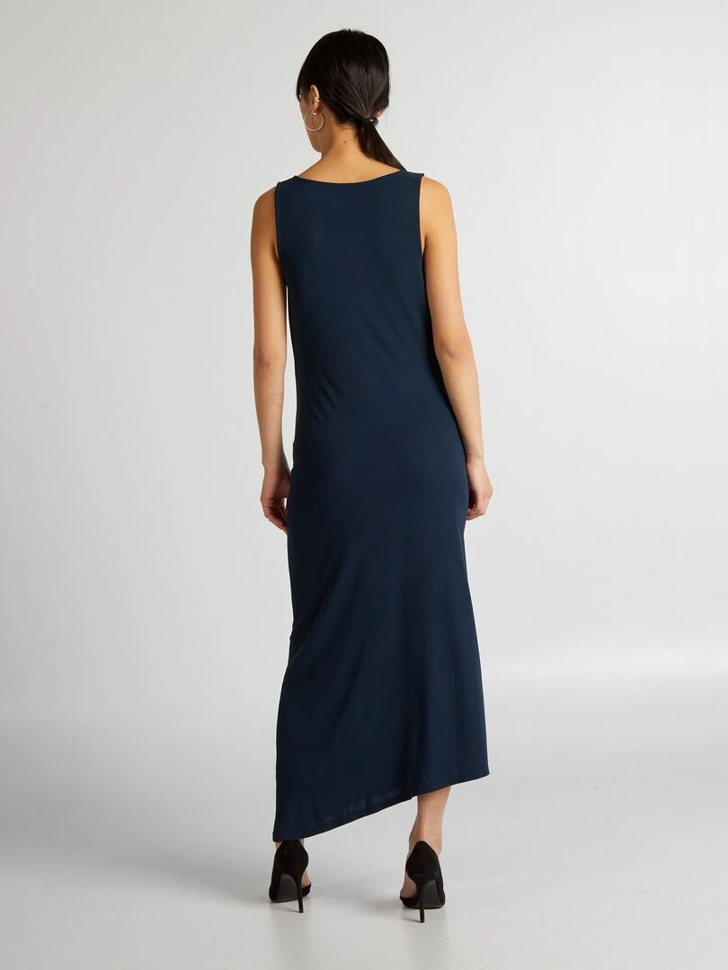 Robe drapée à col bénitier   Marine