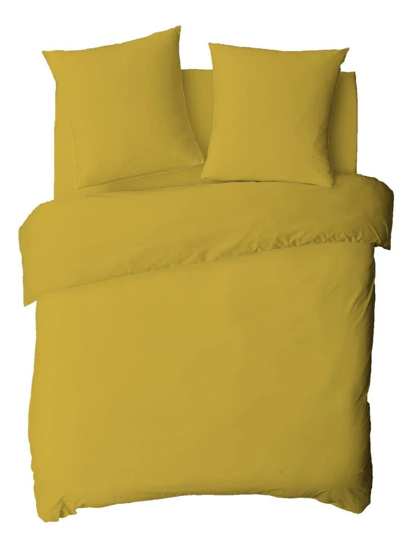 Future Home Housse de couette en coton 57 fils unie Moutarde