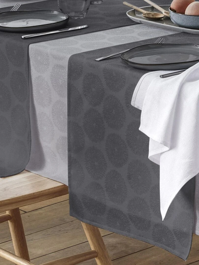 2 sets de table en damassés gris anthracite