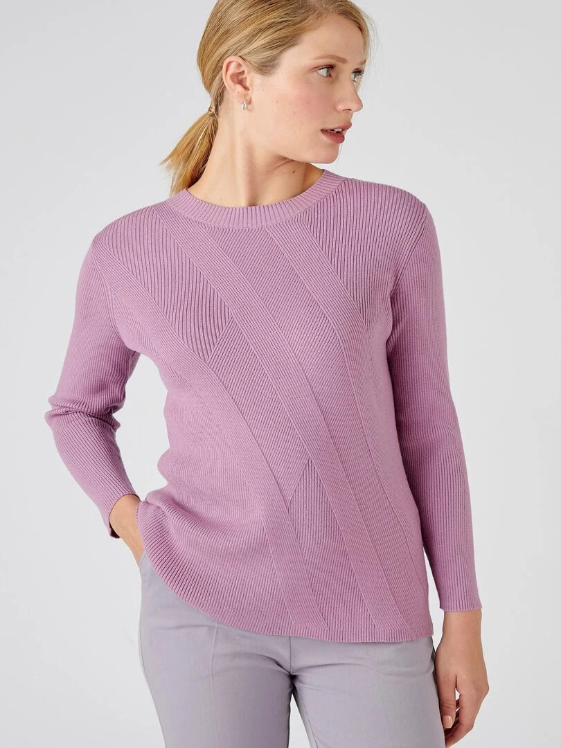 Pull jeu de côtes fantaisie Damart Violet