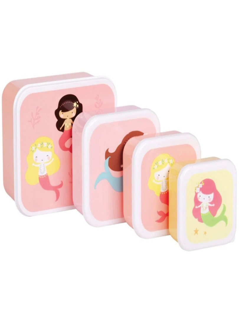 Lot de 4 boîtes à goûter Sirène Rose