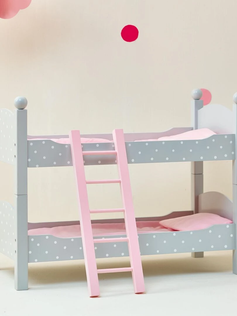 Lit superposé poupée poupon Polka Dots Princess 2 couchettes bois TD 0095AG   N/A