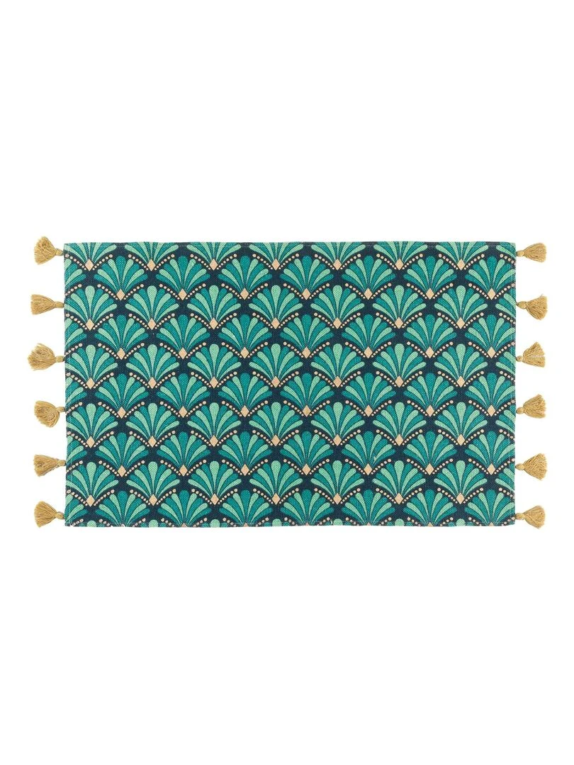 Tapis pompons 50 x 80 cm Art chic or et bleu Bleu