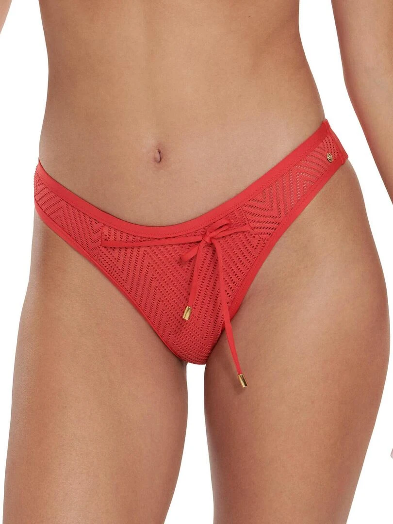 Bas maillot slip de bain échancré taille basse Santorini Rouge