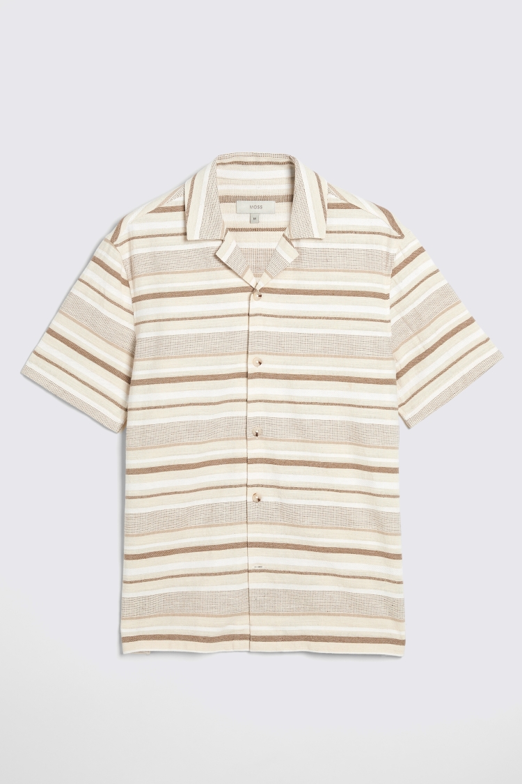 Off White Linen Blend Knitted Cuban Collar Shirt   Buy Online at Moss