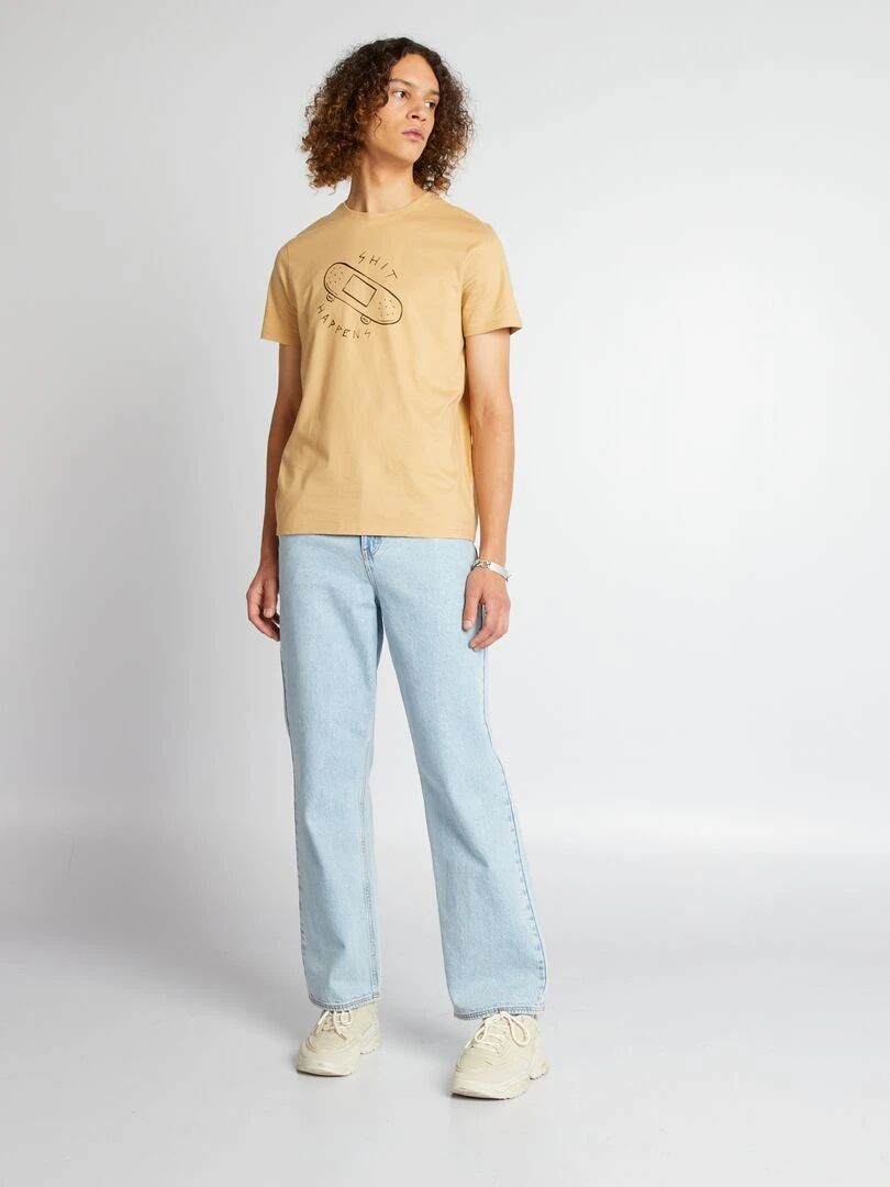 Tee shirt en jersey avec imprimé Beige