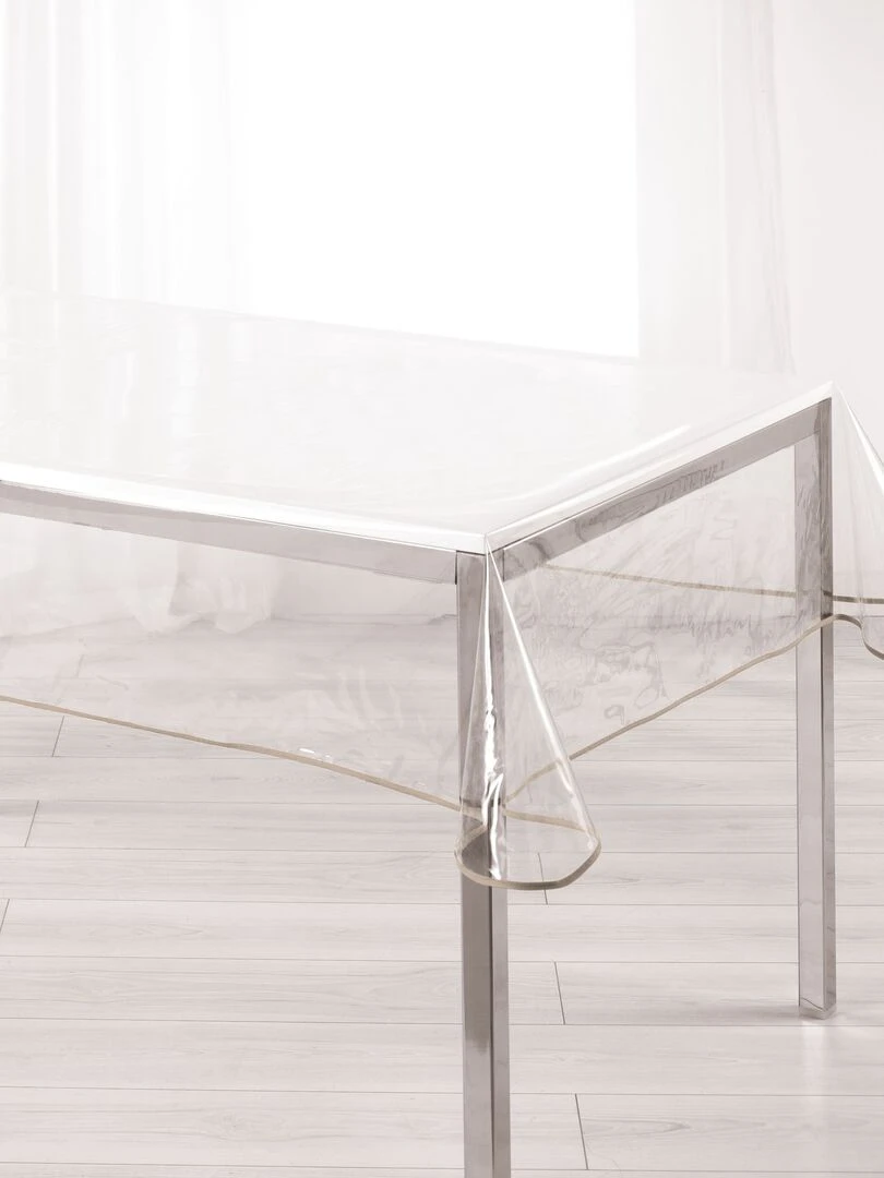 Nappe cristal transparente PVC Collection Garden Gris taupe