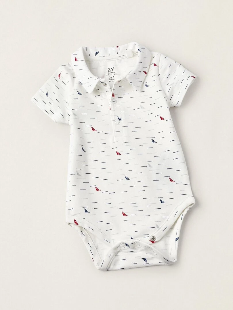 Body + Combinaison pour Nouveau Né 'Sail Boat'   Blanc