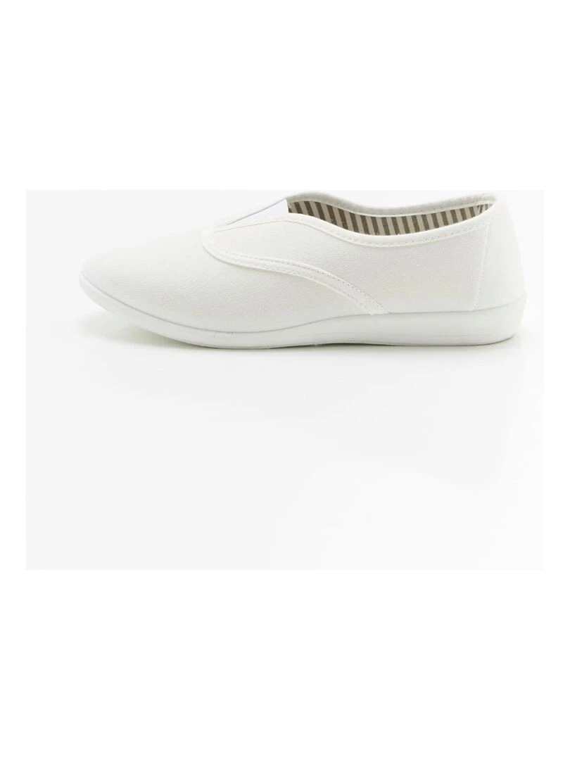 Ballerines d'intérieur en toile Damart Blanc
