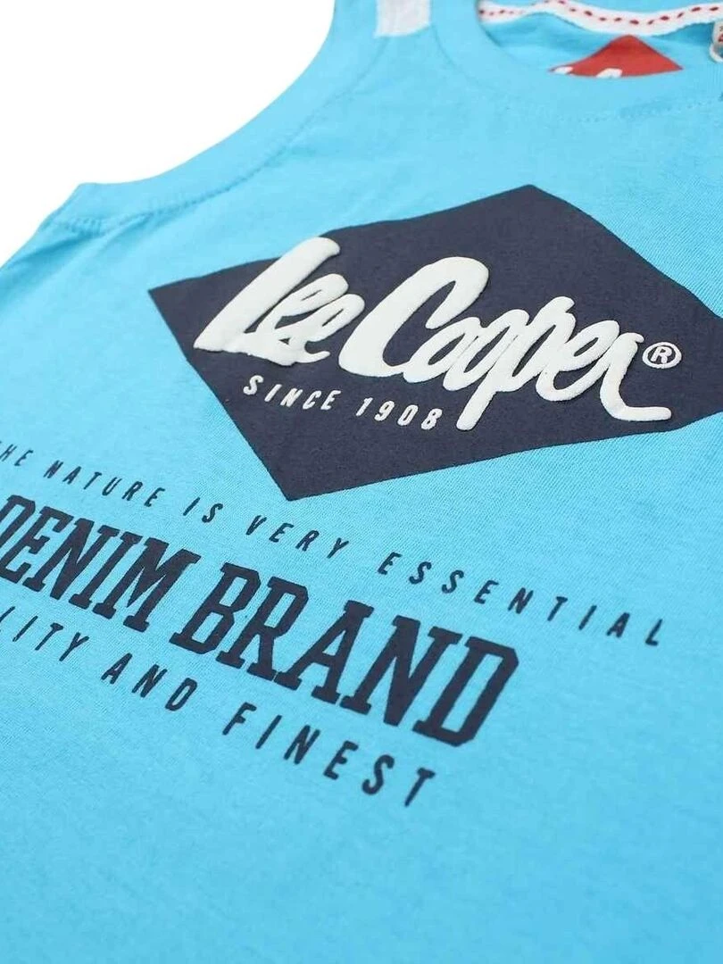 Lee Cooper   T shirt garçon imprimé logo en coton   Bleu