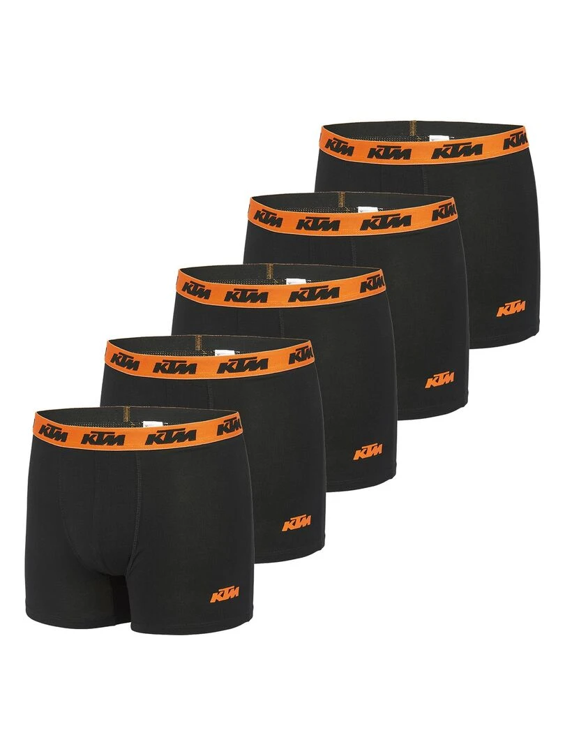 Lot de 5 Boxers coton homme KTM Ktm Noir Orange clair
