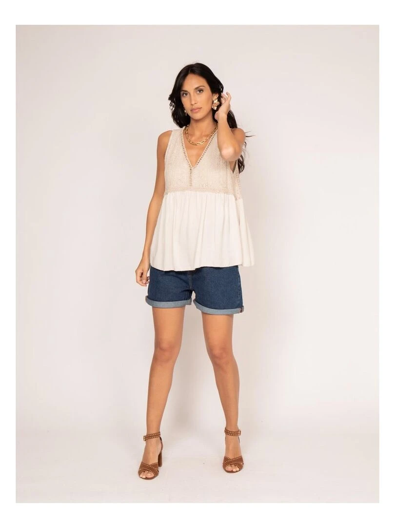 Top dentelle FLOA   Beige