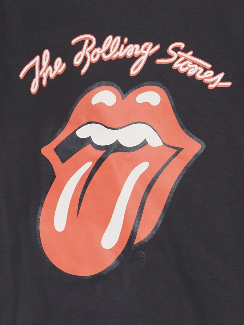 Pyjama court Imprimé 'The Rolling Stones' 2 pièces Noir/gris