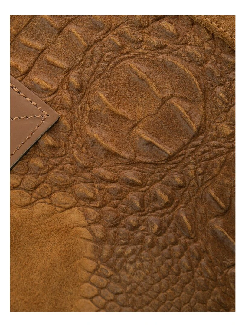 Sac cabas cuir croco DL ALICE Marron caramel