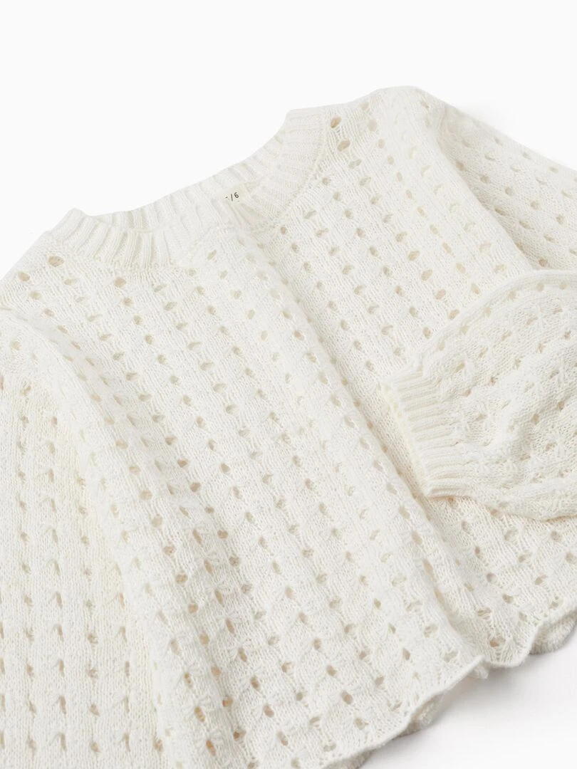 Pull en Maille en Coton pour Fille  THE WAVE TRIBE   Beige clair