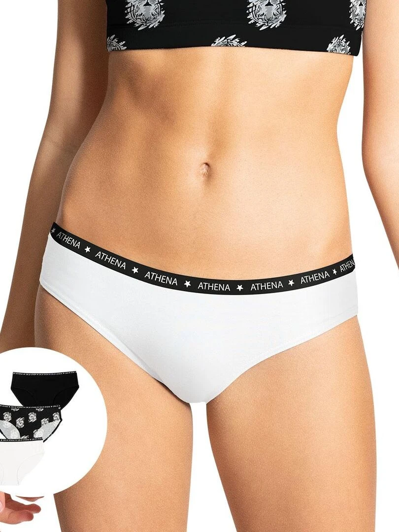 Lot de 3 slips fille Ecopack Girl Mode Fille Blanc Noir
