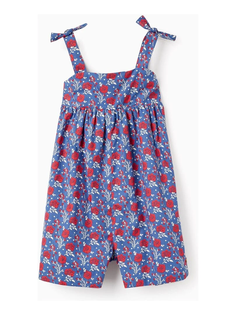Salopette Florale à Bretelles En Coton Pour Fille PICASSO Bleu