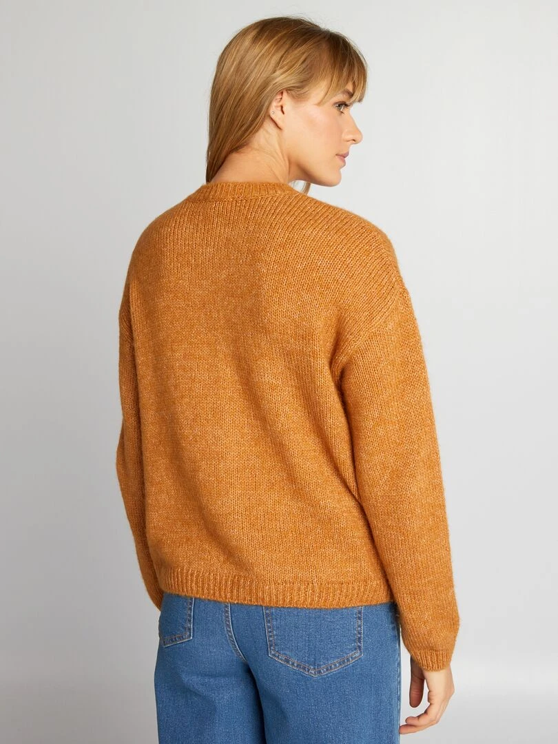 Gilet en maille avec ouverture boutonnée   Marron