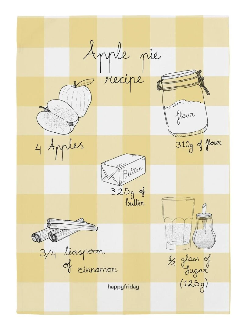 Torchon (2 pièces) Apple pie "Happyfriday" Blanc