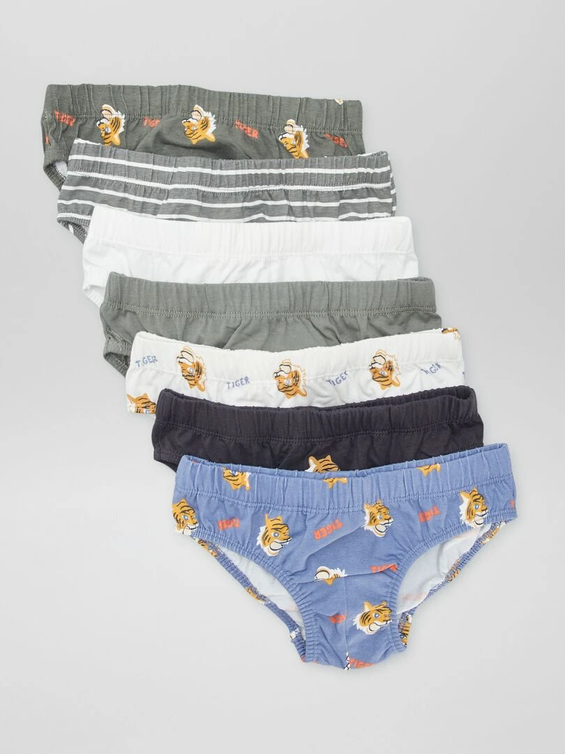 Lot de 7 slips imprimés Bleu marine/blanc/bleu