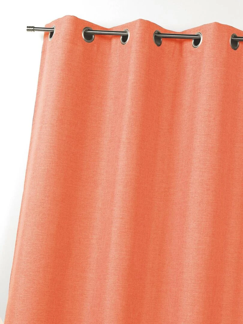 Rideau toile uni aspect naturel Orange corail