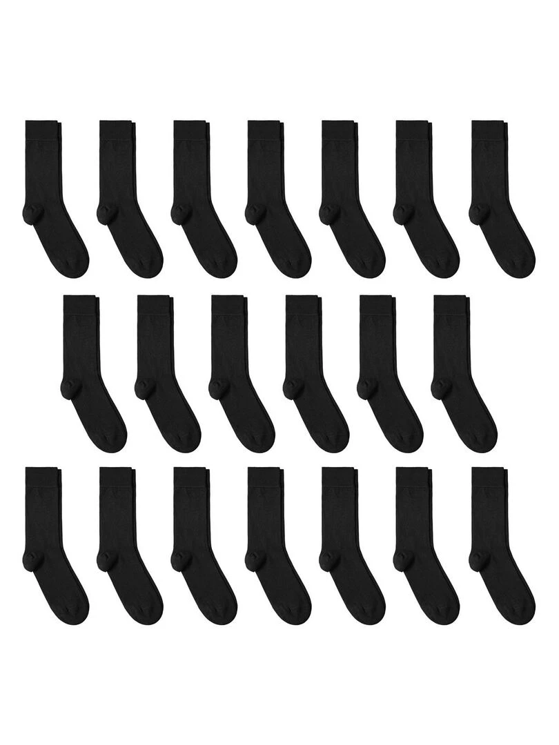 Chaussettes Jersey Coton Lot 20 Paires Fabrication UE Noir