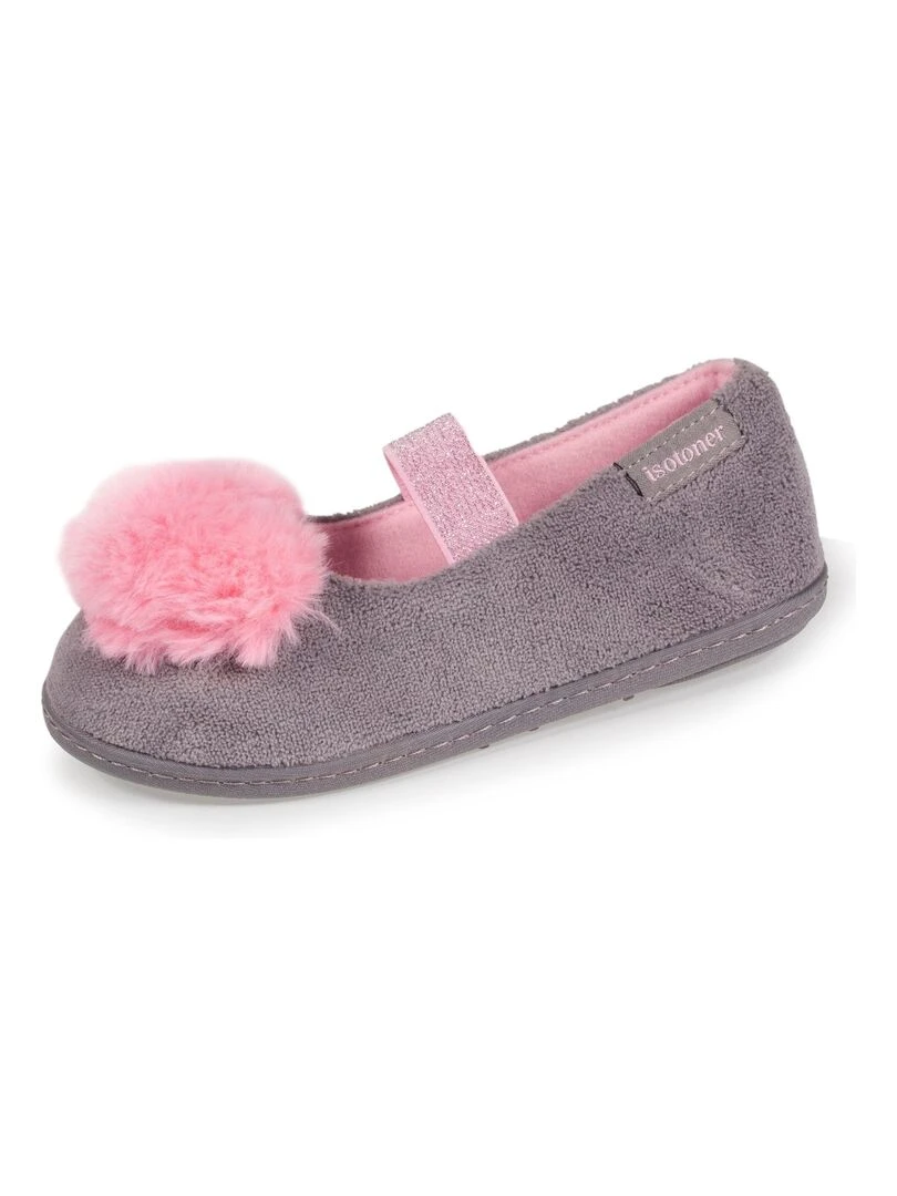 Chaussons ballerines Enfant Cœur moelleux Gris