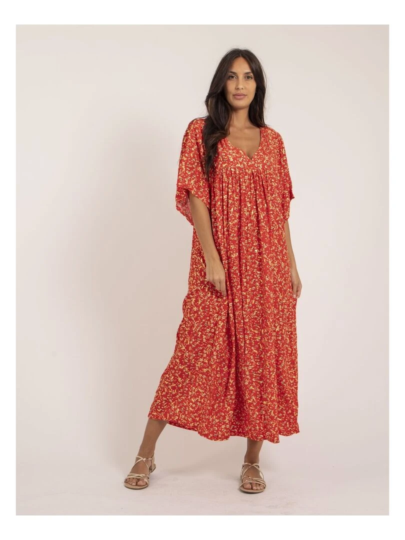 Robe longue motifs IVRY Rouge