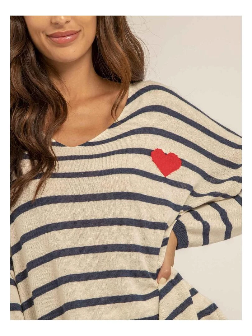 Pull fin motif cur KELA   Bleu marine