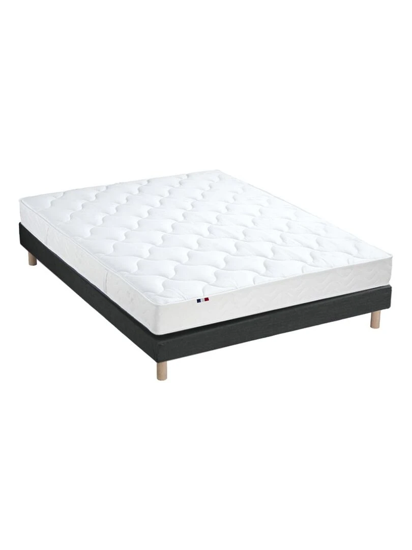 Ensemble Matelas Mousse ferme réversible ALTO + Sommier Made in France Sommier Noir Noir Blanc