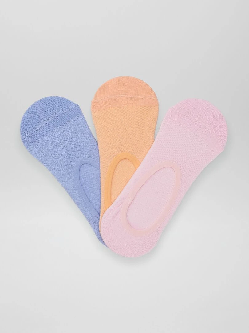 Lot de 3 paires de chaussettes invisibles Violet/orange/bleu
