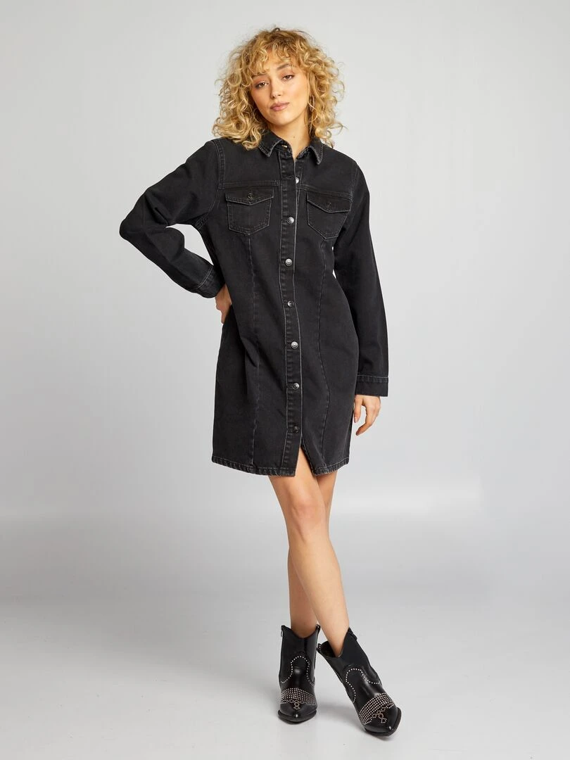 Robe veste en denim Gris