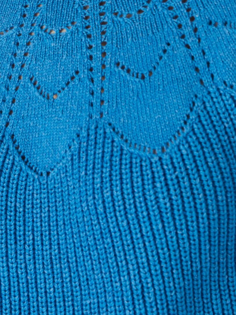 Pull détails ajourés   Damart   Bleu