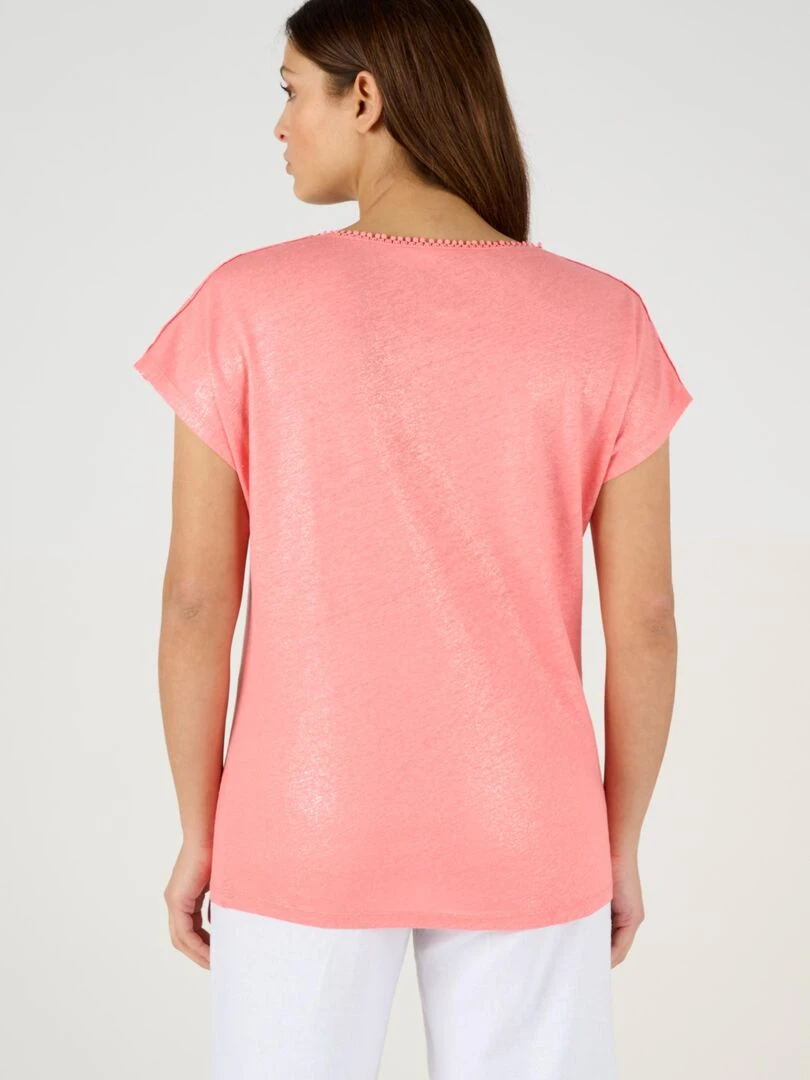 Tee shirt mélange lin et viscose   Damart   Rose